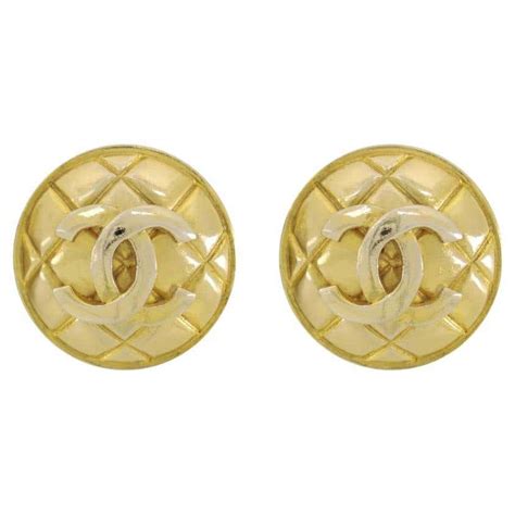 chanel quilted button earrings